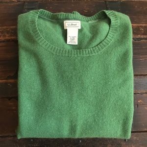LL Bean Green Cashmere short sleeve sweater